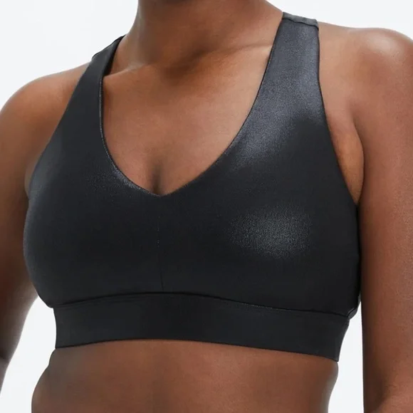 Fabletics Black Fog Foil Medium Impact Sports Bra | XL - Picture 8 of 10